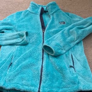 NORTH FACE womens fleece jacket. Greenish blue color